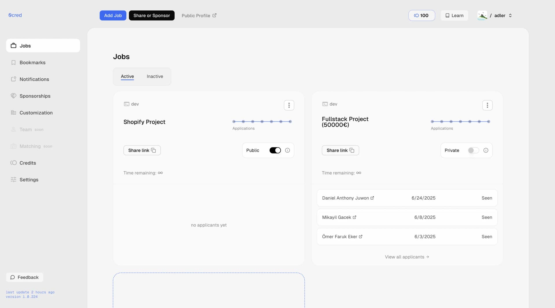 Entwickler-Dashboard